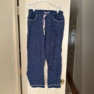 Victoria’s Secret Blue Star Print Pajama Pants – Pink Waist Tie & Lace Pocket